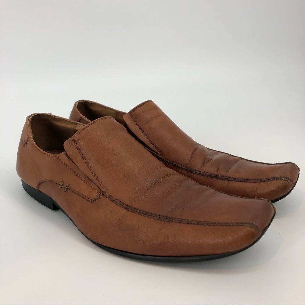 ALDO Mens Edmondson Slip On Dress Shoes Brown Leather Square Toe EU 42